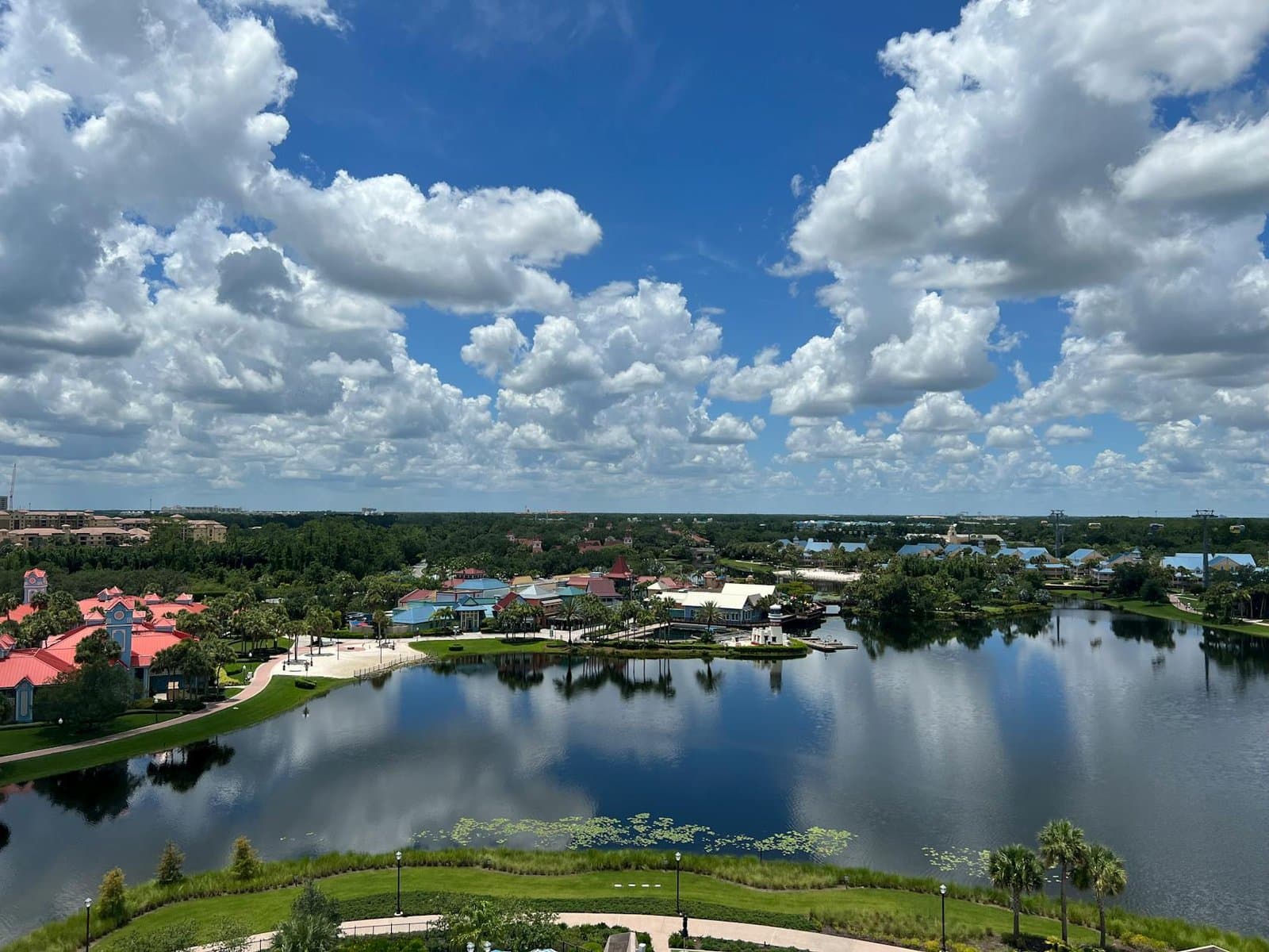 aerial shot of a disney s caribbean beach resort in florida