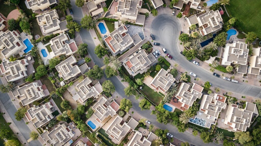 aerial view of buildings in Land O' Lakes in May 2023