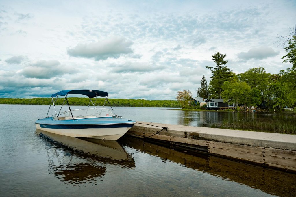 boat tied to a pier